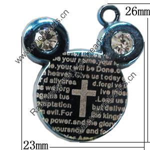 Pendant Zinc Alloy Jewelry Findings, Nobelium Plated, Animal Head 23x26mm, Sold by PC