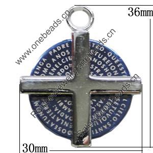 Pendant Zinc Alloy Jewelry Findings, Nobelium Plated, 30x36mm, Sold by PC