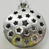 Hollow Bali Pendants Zinc Alloy Jewelry Findings, Lead-free, Flat Round 20x23mm, Sold by Bag 