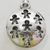 Hollow Bali Pendants Zinc Alloy Jewelry Findings, Lead-free, Flat Round 20x23mm, Sold by Bag 