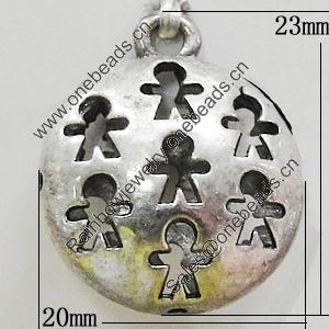 Hollow Bali Pendants Zinc Alloy Jewelry Findings, Lead-free, Flat Round 20x23mm, Sold by Bag 