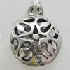 Hollow Bali Pendants Zinc Alloy Jewelry Findings, Lead-free, Flat Round 20x16mm, Sold by Bag 
