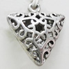 Hollow Bali Pendants Zinc Alloy Jewelry Findings, Lead-free, Triangle 17x18mm, Sold by Bag 