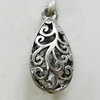 Hollow Bali Pendants Zinc Alloy Jewelry Findings, Lead-free, Teardrop 12x24mm, Sold by Bag 