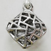 Hollow Bali Pendants Zinc Alloy Jewelry Findings, Lead-free, Diamond 17x21mm, Sold by Bag 