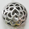 Hollow Bali Beads Zinc Alloy Jewelry Findings, Lead-free, Flat Round 17mm, Sold by Bag 