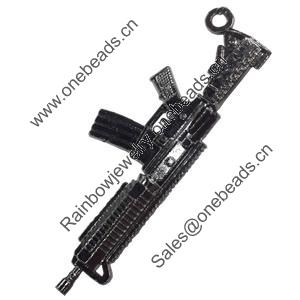 Pendant Zinc Alloy Jewelry Findings, Nobelium Plated, Sub-machine gun, 24x70mm, Sold by PC