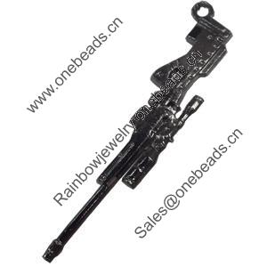 Pendant Zinc Alloy Jewelry Findings, Nobelium Plated, Sub-machine gun, 15x77mm, Sold by PC