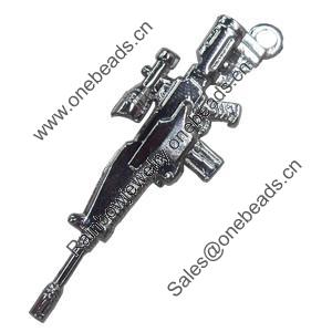 Pendant Zinc Alloy Jewelry Findings, Nobelium Plated, Sub-machine gun, 16x50mm, Sold by PC