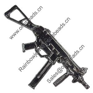 Pendant Zinc Alloy Jewelry Findings, Nobelium Plated, Sub-machine gun, 20x48mm, Sold by PC