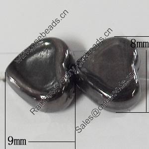 Jewelry findings, CCB Plastic Beads, Plumbum black, Heart 9x8mm Hole:1.5mm, Sold by Bag