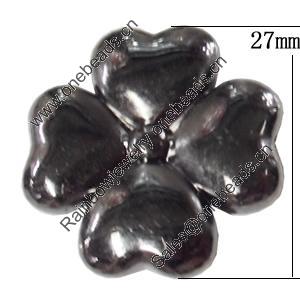 Jewelry findings, CCB Plastic Beads, Plumbum black, Flower 27mm Hole:1.5mm, Sold by Bag