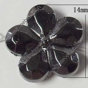 Jewelry findings, CCB Plastic Beads, Plumbum black, Flower 14mm Hole:1mm, Sold by Bag