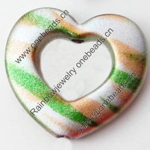 Spray-Painted Acrylic Beads, Heart, 26x28mm Hole About:2.5mm, Sold by Bag