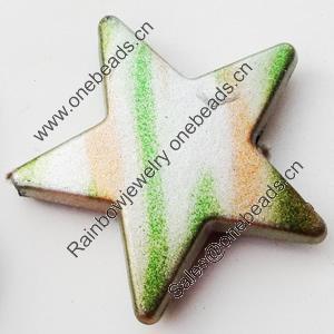 Spray-Painted Acrylic Beads, Star, 28mm Hole About:2mm, Sold by Bag