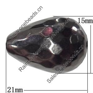 Jewelry findings, CCB Plastic Beads, Plumbum black, Faceted Teardrop 21x15mm Hole:1mm, Sold by Bag
