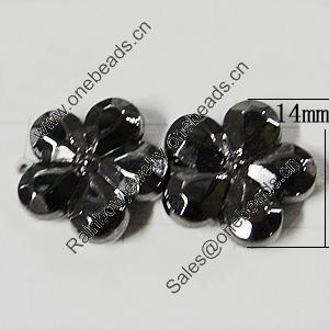 Jewelry findings, CCB Plastic Beads, Plumbum black, Flower 14mm Hole:1.5mm, Sold by Bag