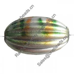 Spray-Painted Acrylic Beads, Fluted Oval, 29x17mm Hole About:3mm, Sold by Bag