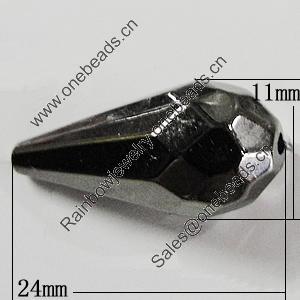 Jewelry findings, CCB Plastic Beads, Plumbum black, Faceted Teardrop 24x11mm Hole:1.5mm, Sold by Bag