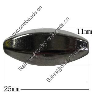 Jewelry findings, CCB Plastic Beads, Plumbum black, Faceted Oval 25x11mm Hole:1mm, Sold by Bag