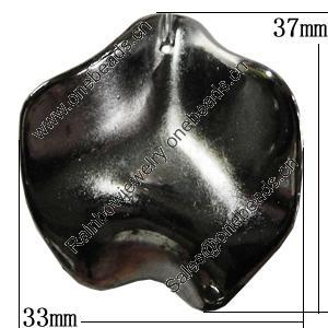 Jewelry findings, CCB Plastic Pendants, Plumbum black, Leaf 33x37mm Hole:1.5mm, Sold by Bag
