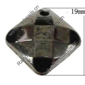 Jewelry findings, CCB Plastic Pendants, Plumbum black, Diamond 19x19mm Hole:2.5mm, Sold by Bag