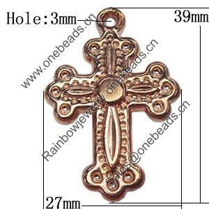 Jewelry findings, CCB Plastic Pendants, Original, Cross 27x39mm Hole:3mm, Sold by Bag