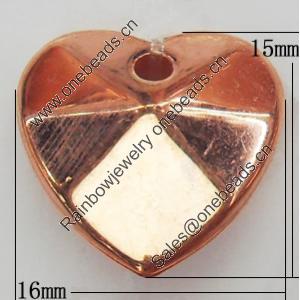 Jewelry findings, CCB Plastic Pendants, Original, Faceted Heart 16x15mm, Sold by Bag