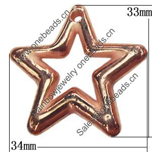 Jewelry findings, CCB Plastic Pendants, Original, Star 34x33mm, Sold by Bag