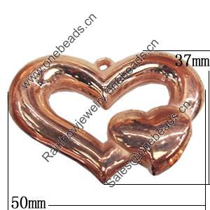 Jewelry findings, CCB Plastic Pendants, Original, Heart 50x37mm, Sold by Bag