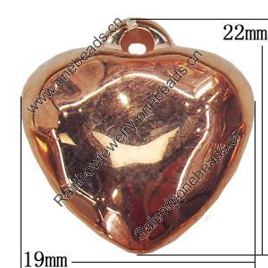 Jewelry findings, CCB Plastic Pendants, Original, Heart 19x22mm, Sold by Bag