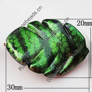 Spray-Painted Acrylic Beads, Leaf 30x20mm, Sold by Bag