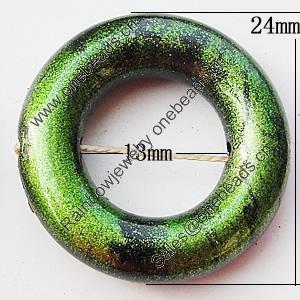 Spray-Painted Acrylic Beads, Donut O:24mm I:13mm, Sold by Bag