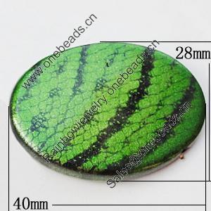 Spray-Painted Acrylic Beads, Flat Oval 40x28mm, Sold by Bag
