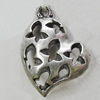 Hollow Bali Pendant Zinc Alloy Jewelry Findings, Lead-free, Heart 20x26mm, Sold by Bag 