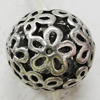 Hollow Bali Beads Zinc Alloy Jewelry Findings, Lead-free, 15mm, Sold by Bag