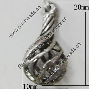 Hollow Bali Pendant Zinc Alloy Jewelry Findings, Lead-free, 10x20mm, Sold by Bag 