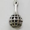 Hollow Bali Pendant Zinc Alloy Jewelry Findings, Lead-free, 10x20mm, Sold by Bag 
