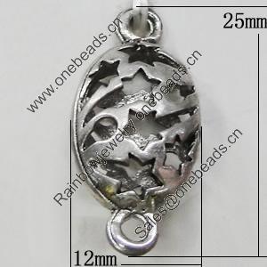 Hollow Bali Connectors Zinc Alloy Jewelry Findings, Lead-free, 12x25mm, Sold by Bag