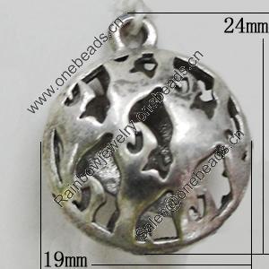 Hollow Bali Pendant Zinc Alloy Jewelry Findings, Lead-free, 19x24mm, Sold by Bag 