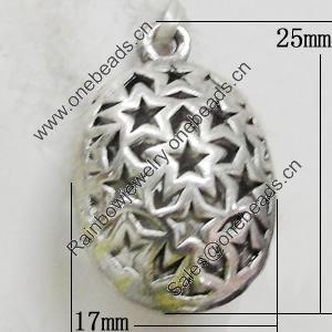 Hollow Bali Pendant Zinc Alloy Jewelry Findings, Lead-free, 17x25mm, Sold by Bag 