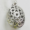 Hollow Bali Pendant Zinc Alloy Jewelry Findings, Lead-free, 17x25mm, Sold by Bag 