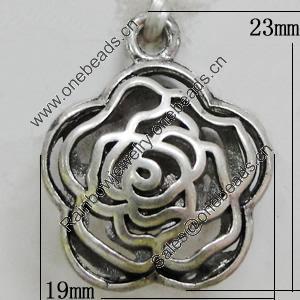 Hollow Bali Pendant Zinc Alloy Jewelry Findings, Lead-free, Flower 19x23mm, Sold by Bag 