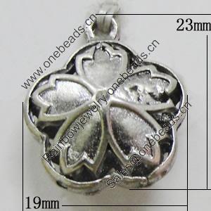 Hollow Bali Pendant Zinc Alloy Jewelry Findings, Lead-free, Flower 19x23mm, Sold by Bag 