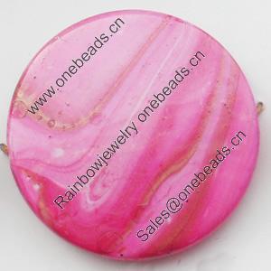 Spray-Painted Acrylic Beads, Flat Round, 32mm, Sold by Bag