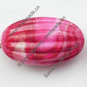 Spray-Painted Acrylic Beads, Fluted Oval, 29x17mm, Sold by Bag