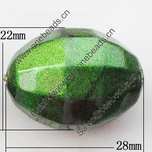 Spray-Painted Acrylic Beads, Faceted Oval 28x22mm, Sold by Bag