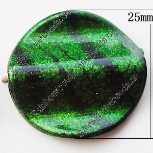 Spray-Painted Acrylic Beads, Twist Flat Round 25x25mm, Sold by Bag