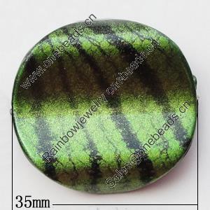 Spray-Painted Acrylic Beads, Twist Flat Round 35x35mm, Sold by Bag