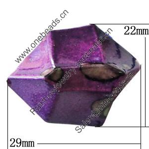 Spray-Painted Acrylic Beads, Nugget 29x22mm Hole:3mm, Sold by Bag